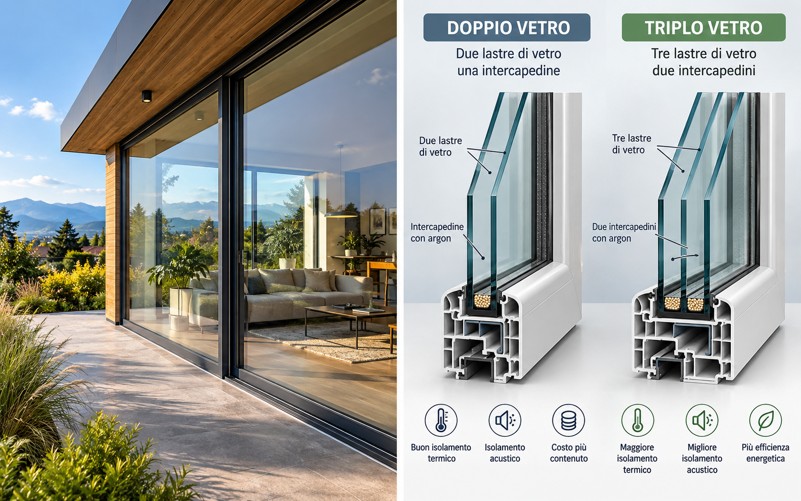 Serramenti triplo vetro: guida alla scelta tra doppio o triplo vetro, vantaggi e svantaggi